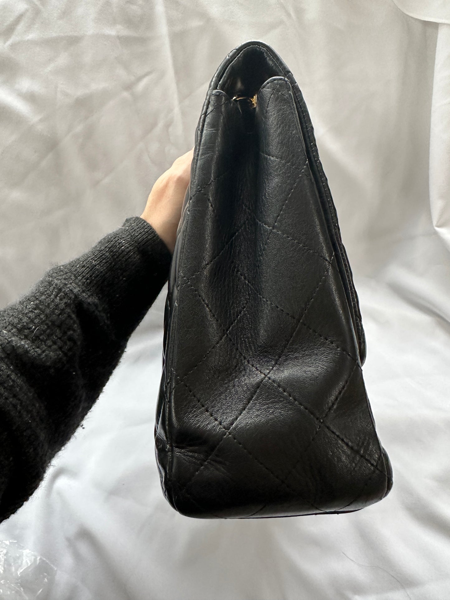 Chanel Vintage Maxi Lambskin Single Flap Black Shoulder Bag