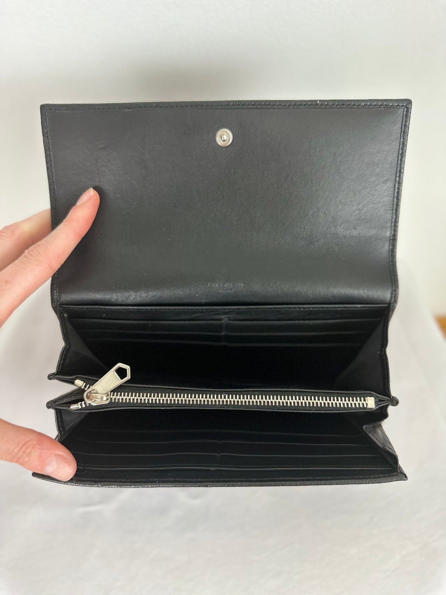 Givenchy Black Leather Long Wallet